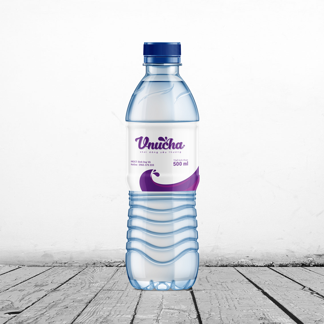 V-NUCHA - Thiết kế logo và bao bì nước đóng chai tinh khiết V-nucha